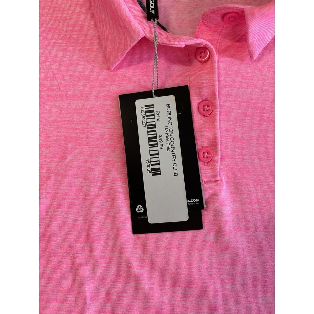 Under Armour Kids Pink Heather Golf Polo Shirt Youth Large BurlingtonCountryClub - Picture 3 of 5
